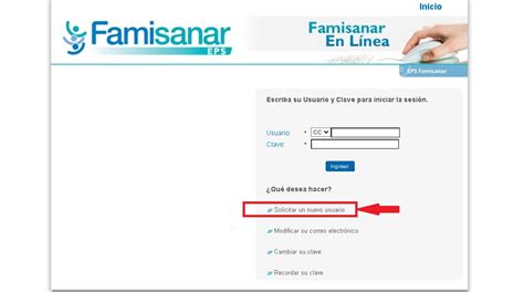 crear usuario famisanar colsubsidio|Portal Transaccional